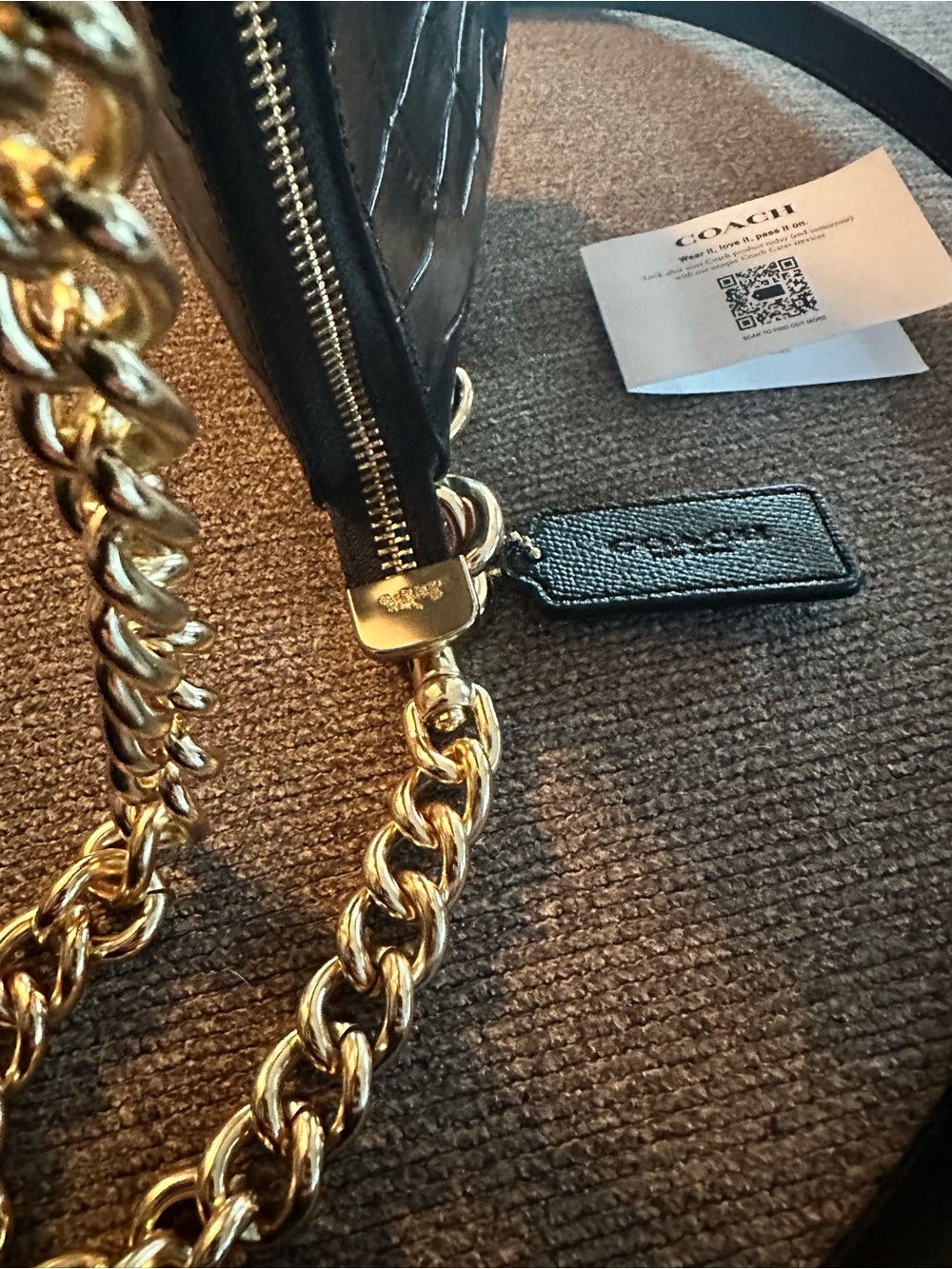 Coach ❤️Limited Charlotte Shoulder Bag In  Black Crocodile-embossed leather. NWT - Picture 8 of 14